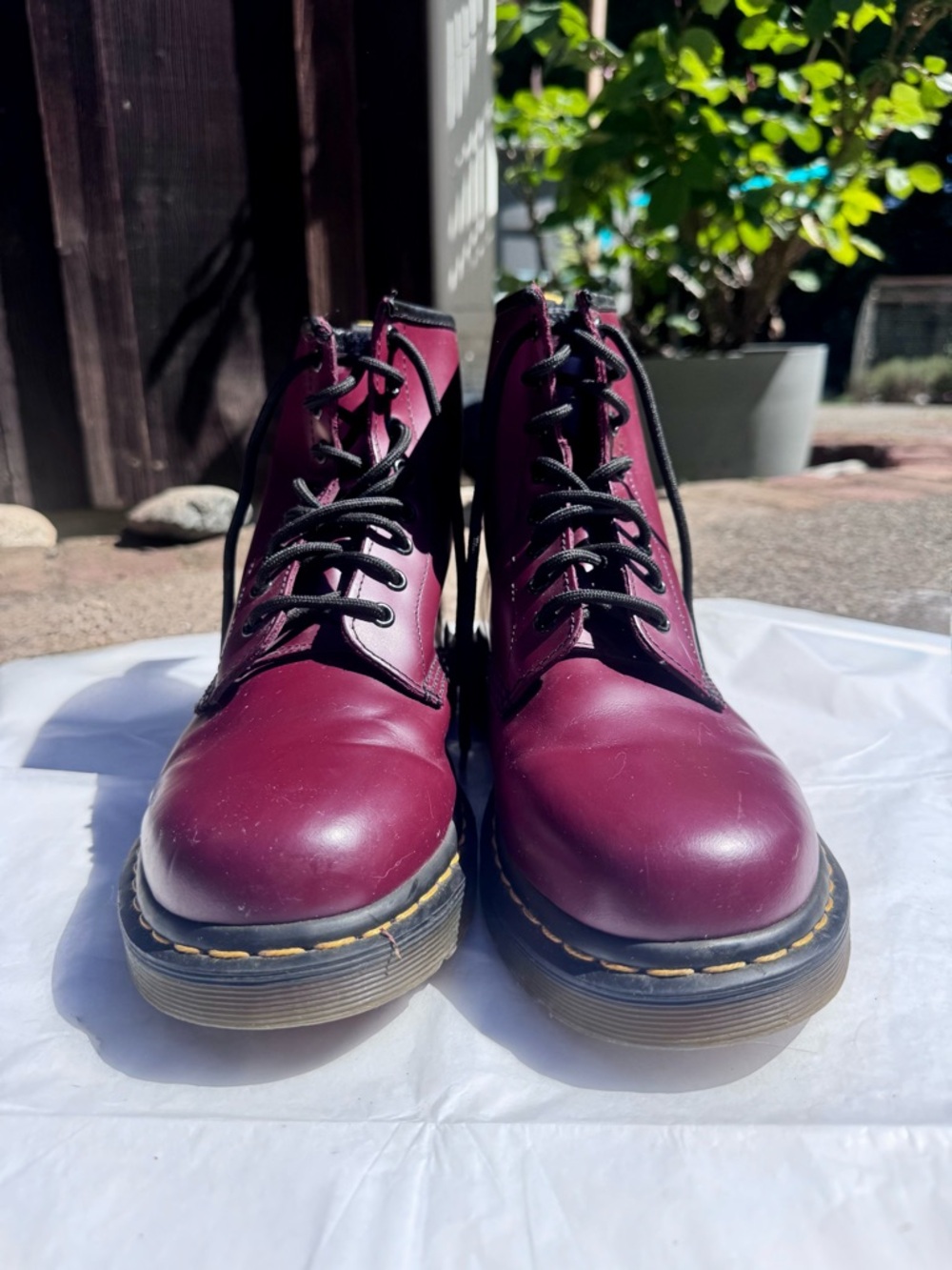 Dr. Martens Women's Burgundy Leather Lace-Up Boots
